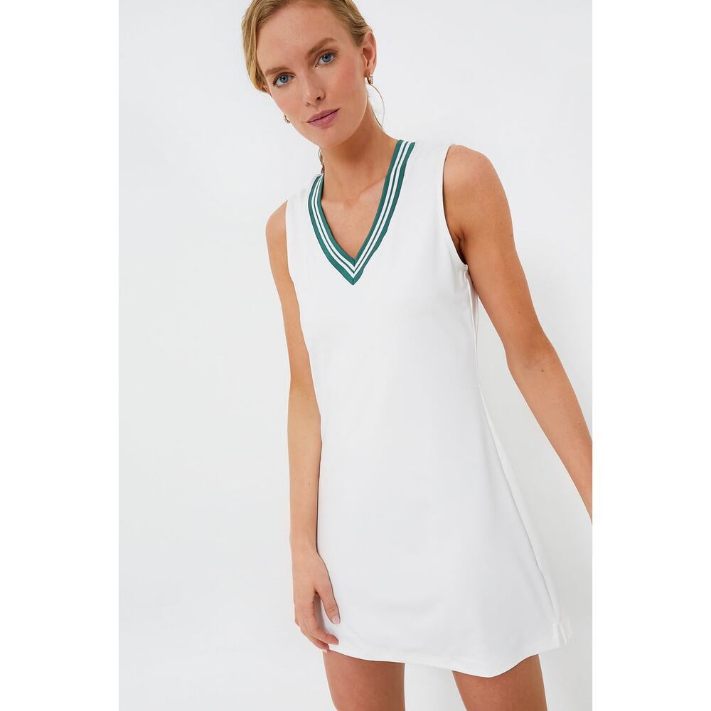 Tuckernuck White Mini Dress with Green Trim